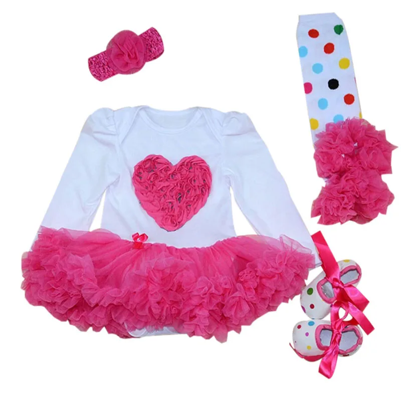 4 предмета в комплекте Ярко розовое кружевное платье пачка для маленьких девочек