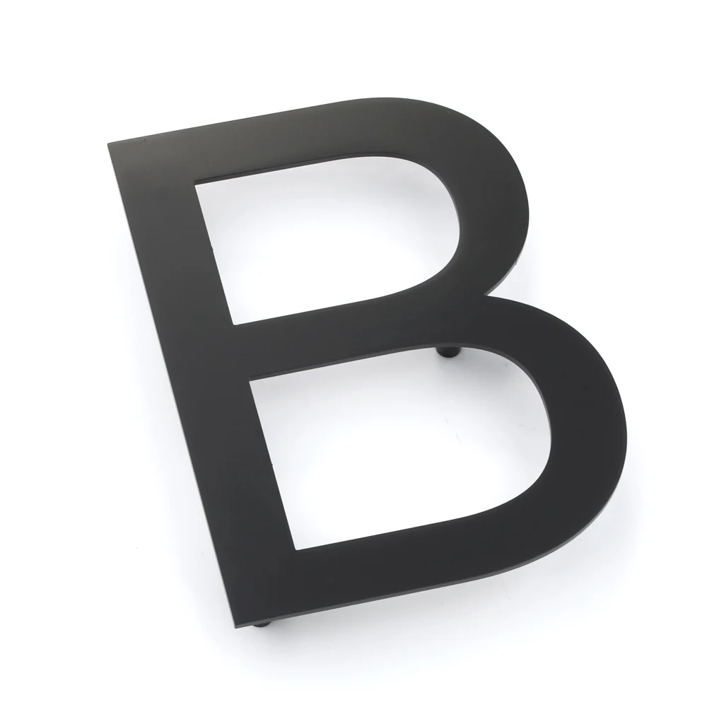 Letter B 5 дюймов плавучий дом номера дверная табличка, Нержавеющая сталь 18-8 матового черного цвета - Цвет: Letter B