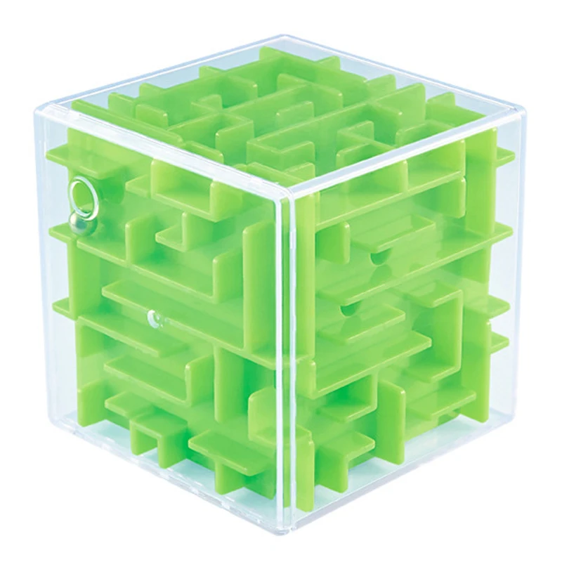 60MM green 3D куб головоломка Лабиринт стальной шар игра игрушки чехол забавная игра для мозгов интеллектуальное улучшение баланса способность Развивающие игрушки для детей - Цвет: 60MM green