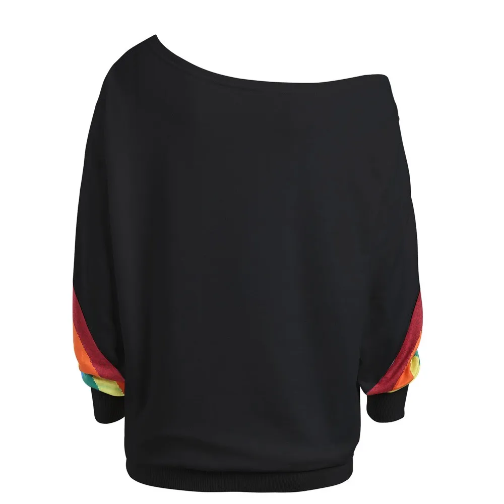 5XL Осенняя женская блузка свитшоты Женский свитшот с круглым вырезом и радужным