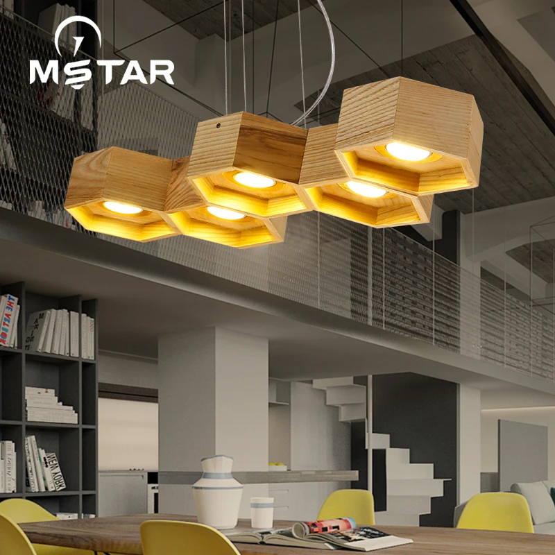 Скандинавский художественный индивидуальный деревянный подвесной светильник с