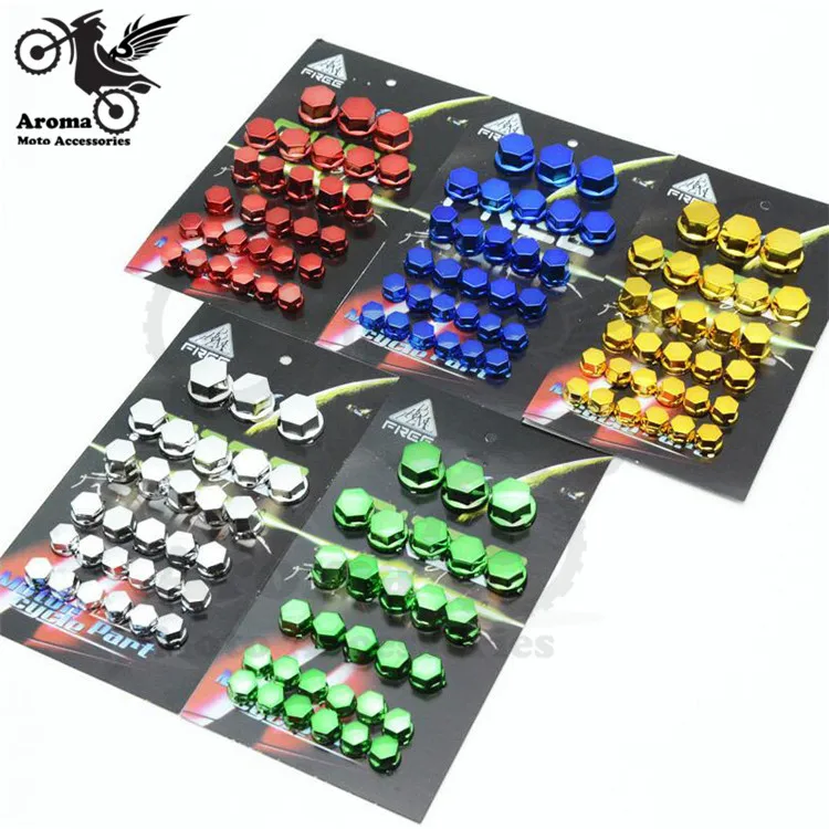 

1 set of 5 size colorful motorbike decal screws for yamaha honda suzuki accessorie motorcycle screw cap cover nut moto Nuts Bolt