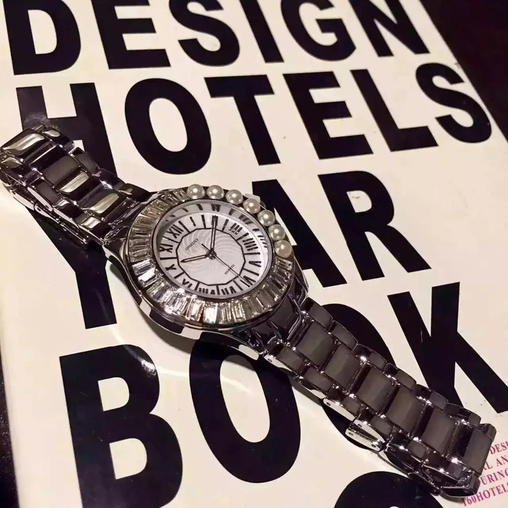 Лидер продаж женские часы с жемчужным циферблатом полностью стразами блестящие