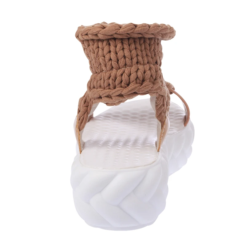 Comfortable Casual Wool Women's Summer Sandals New Arrival Knit Platform Shoes Candy Color Wedge Sandalias