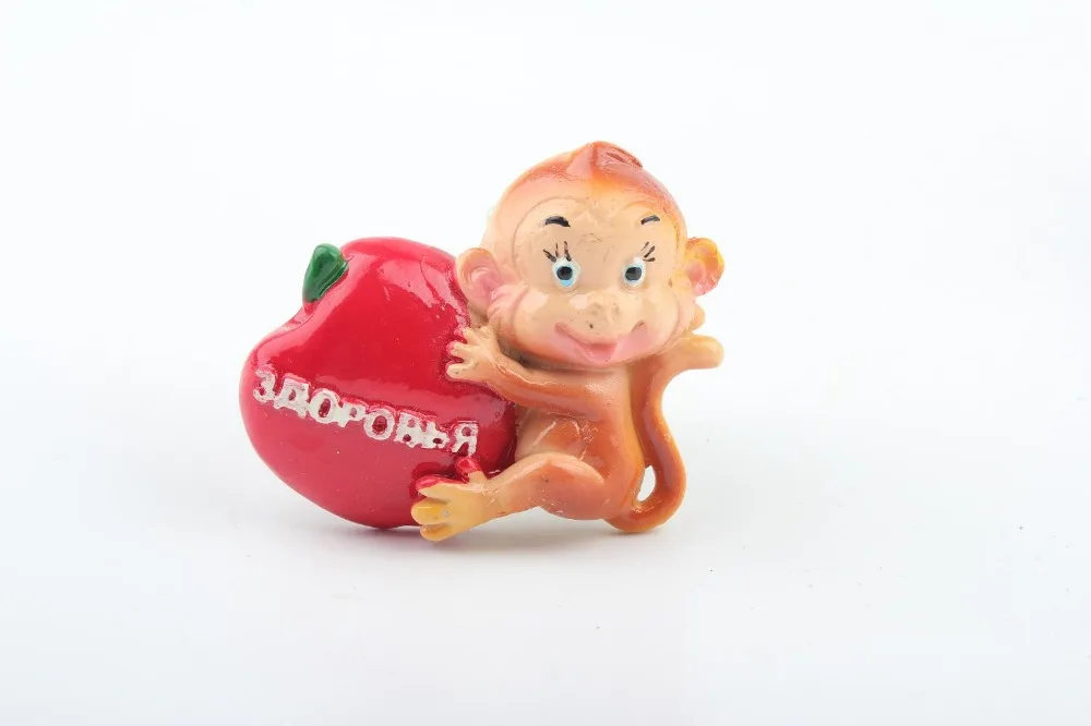 Горячая продажа милые 3D обезьянка сувенирные смола магнит на холодильник