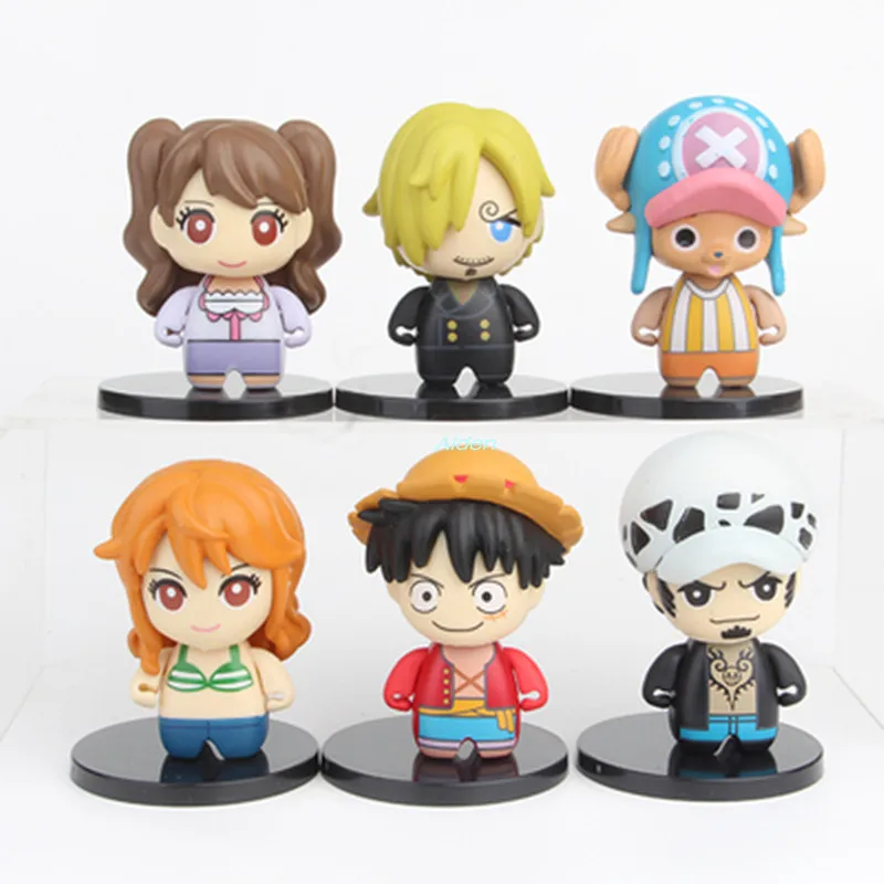 Одна соломенная шляпа Пираты 6 шт./компл. Q версия обезьянка D. Luffy Nami Trafalgar Law Sanji ПВХ