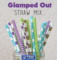 200pcs mixed 4 designs glamped out paper drinking straws goldpurple deep purple lime green chevron polka dot sailor stripe
