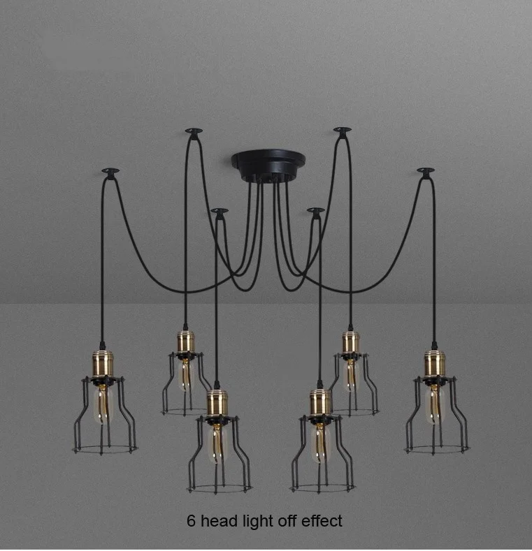 Современная Скандинавская ретро люстра с лампочками Эдисона винтажная