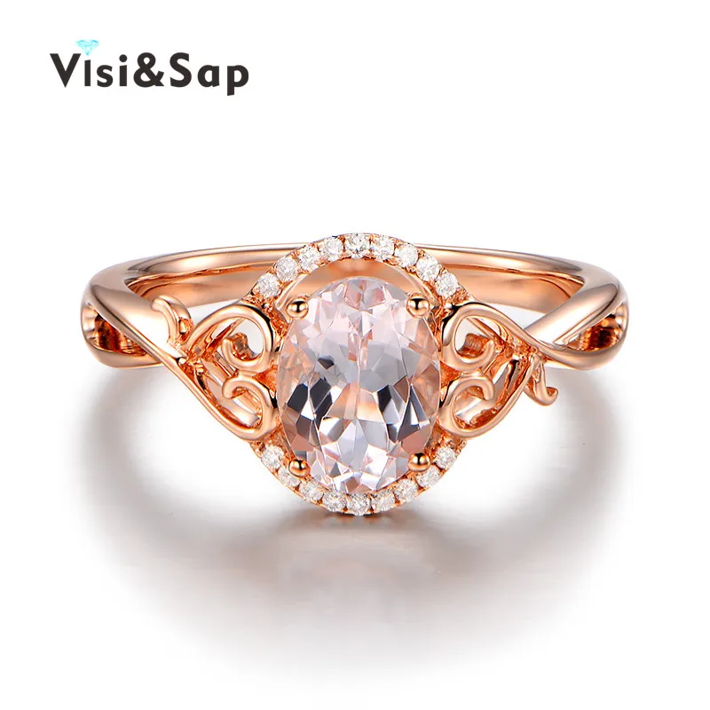 

Visisa Palace Luxury Rose Gold Color Ring Wedding Rings For Women fashion Jewelry Bijoux anniversary gifts Dropshipping VSR157
