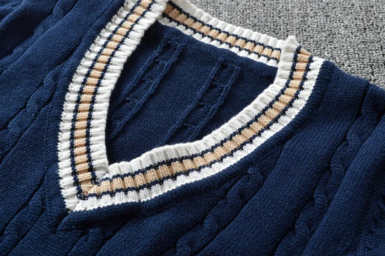 Женский зимний свитер унисекс с V-образным вырезом в британском стиле школьная