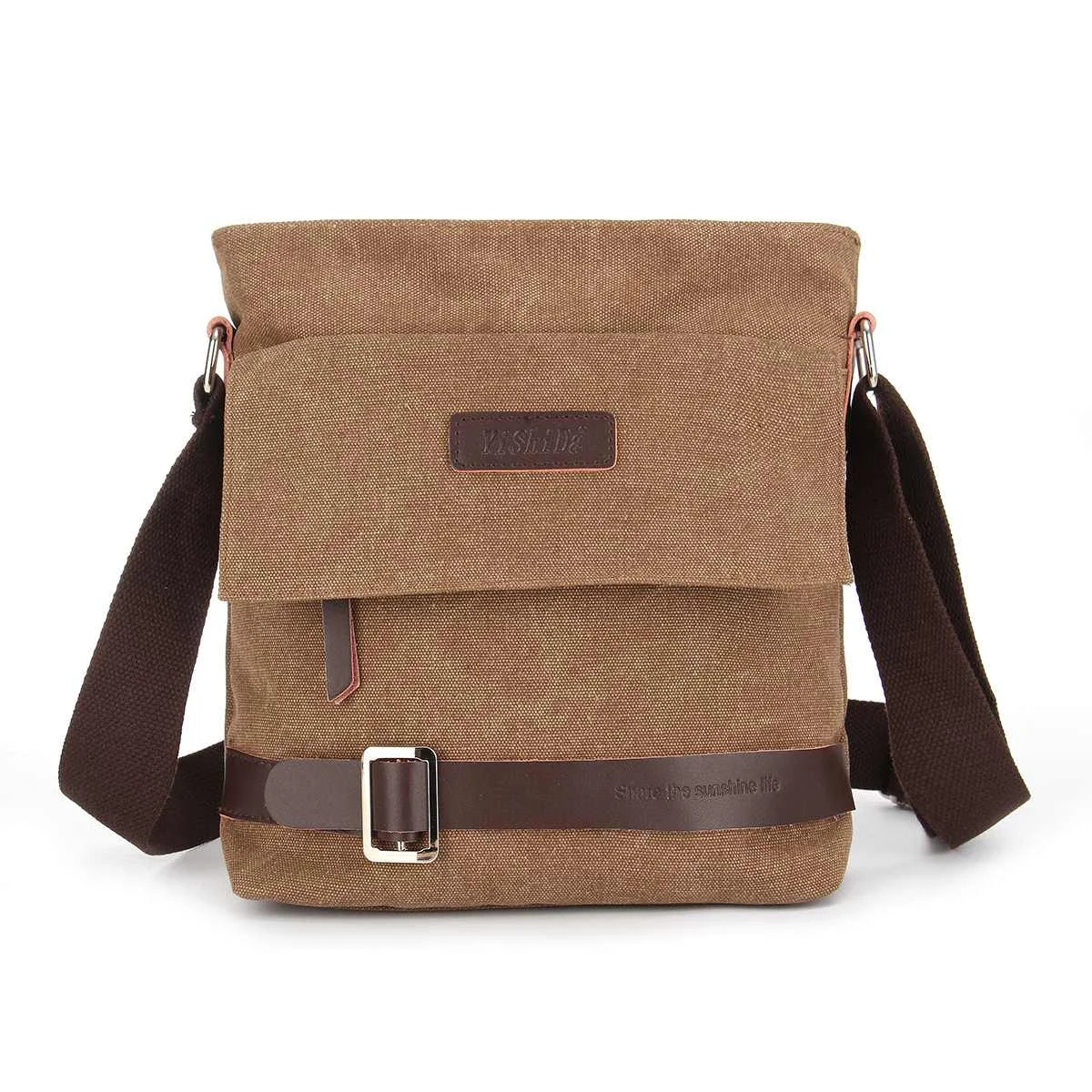 Coffee Practical Business Messenger Bags Men Canvas Crossbody Bag pack Shoulder Bags Male Handbag Canvas Messenger Bags Men Student - Цвет: Coffee