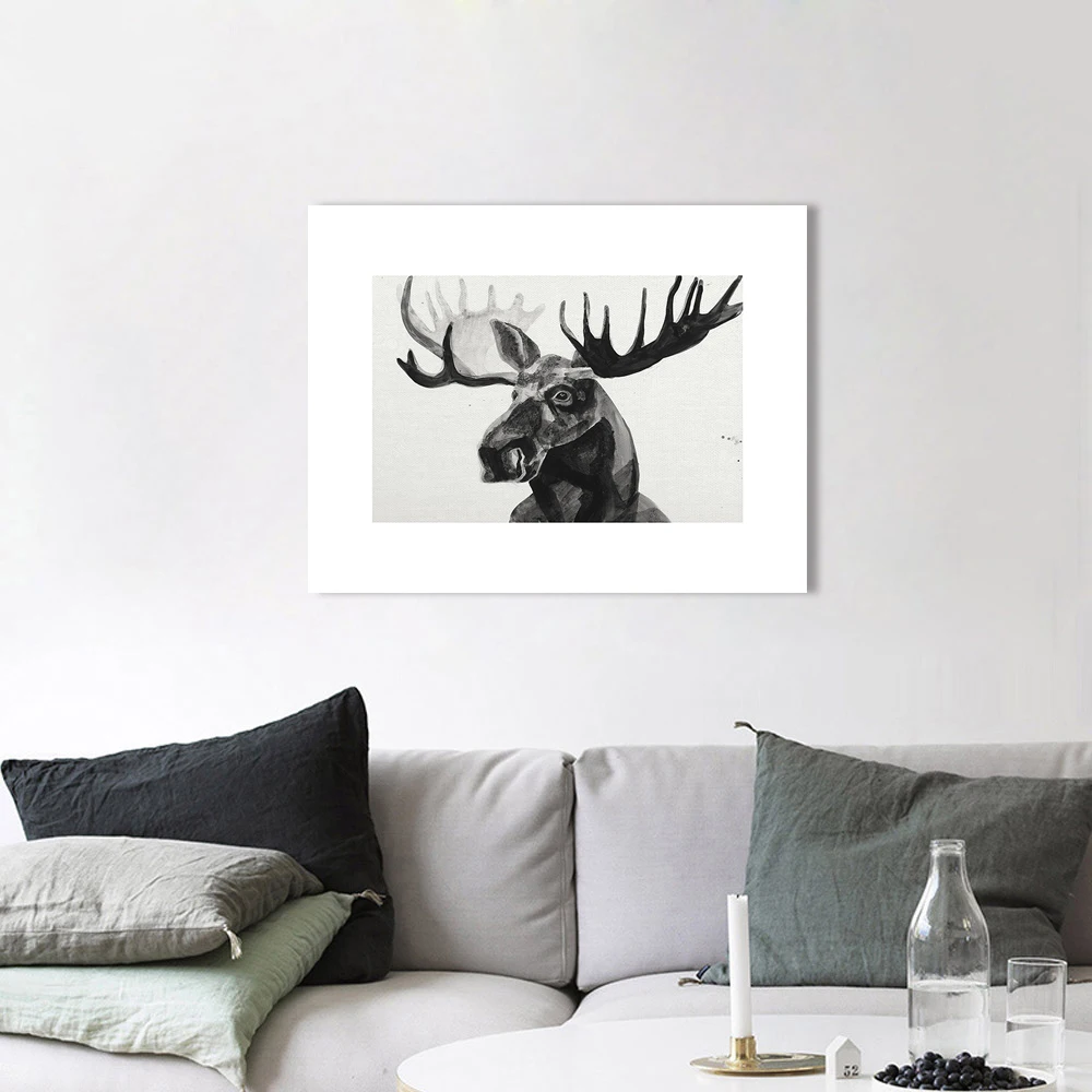 HDARTISAN картина на стену с животными холст принт Moose черный белый домашний декор