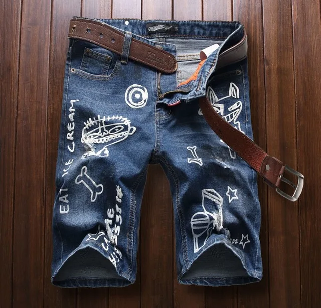 Летний стиль 2017 мужчины blue hole Шорты джинсы мужские известный бренд тонкий хлопок