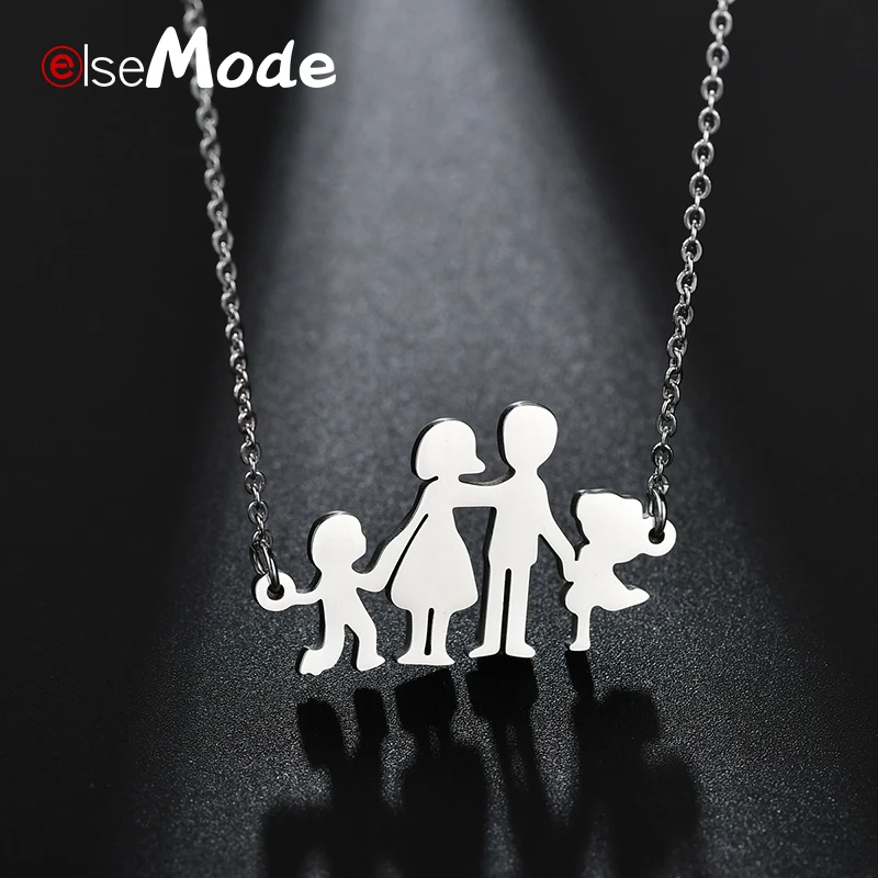 Ожерелье ELSEMODE из нержавеющей стали 316L для детей папы мама ожерелья с кулоном