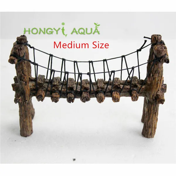 Medium size 1 шт., ландшафтный мост из смолы для аквариума, имитация, подвесной мост, украшение для аквариума, железный мост, укрытие растений - Цвет: Medium size