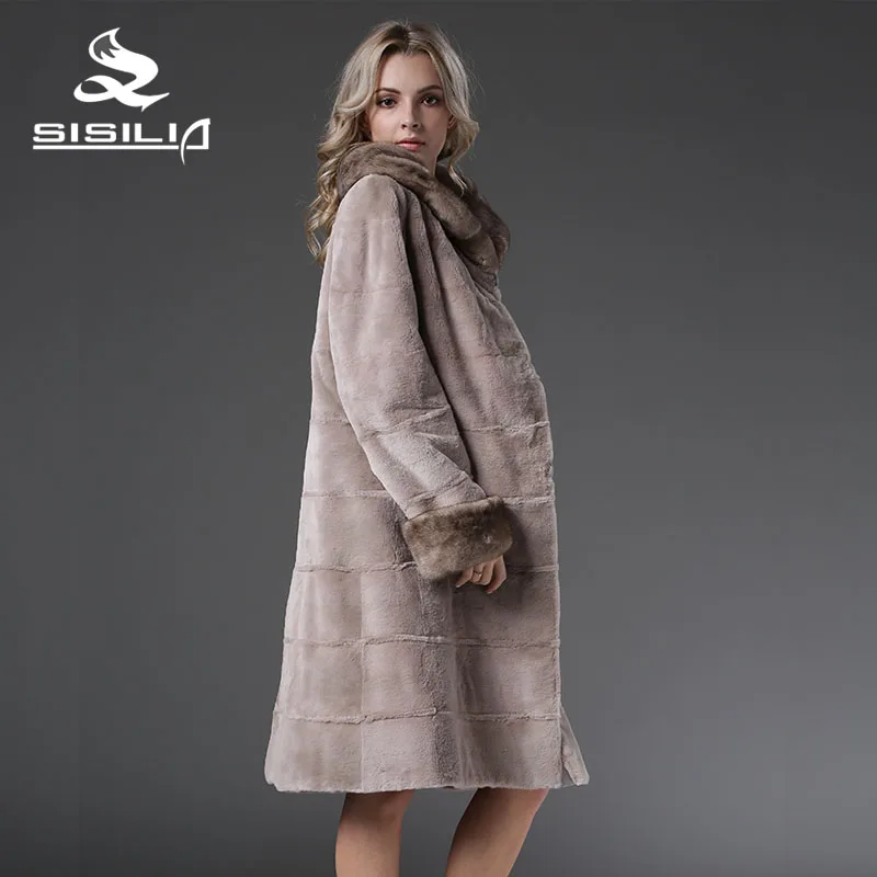 SISILIA 2016 НОВЫЙ СТИЛЬ МЕХА КУРТКА КИТАЙ НОРКИ ПАЛЬТО REVISIBLE НОСИТЬ 100% НАТУРАЛЬНЫЙ МЕХ