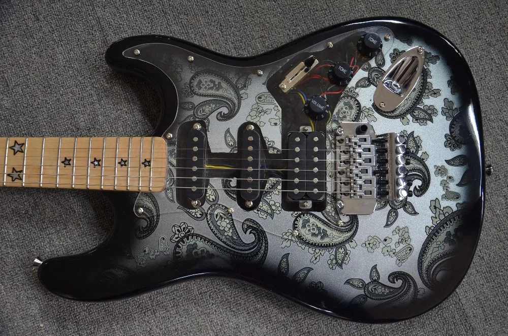 St гитары черный цветок средства ухода за кожей Топ дизайн акрил накладку Floyd rose