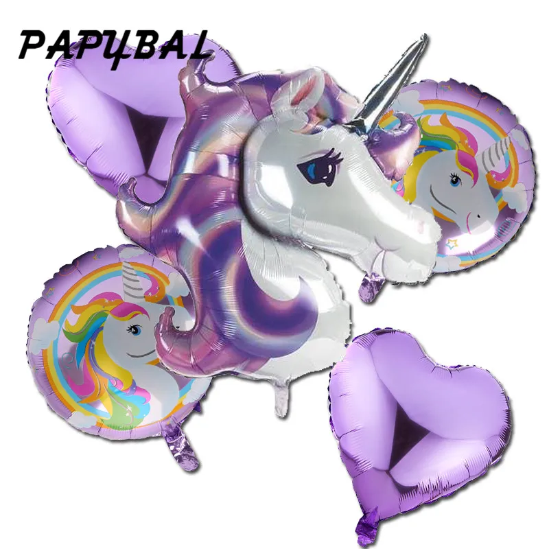 Unicorn Set D 1 шт 3D фольгированные воздушные шары-единороги радужные Детские воздушные шары для дня рождения 55*58 см вечерние воздушные шары из гелиевой фольги - Цвет: Unicorn Set D