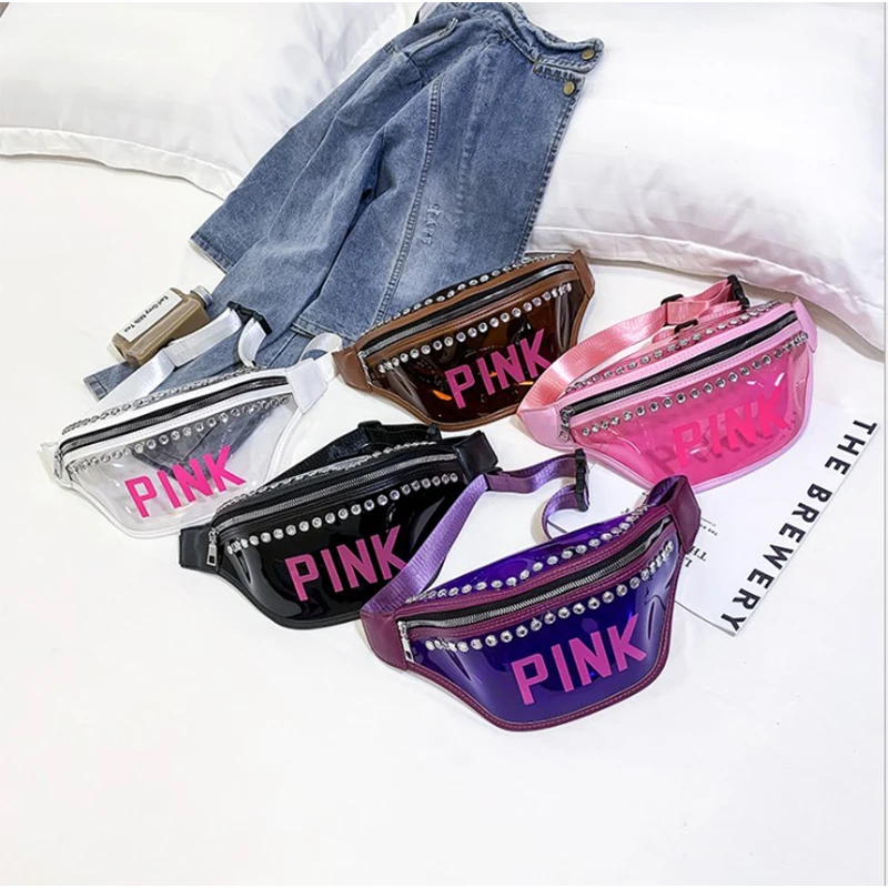 Прозрачная сумка новинка розовая Милая мультяшная нагрудная мессенджер женская