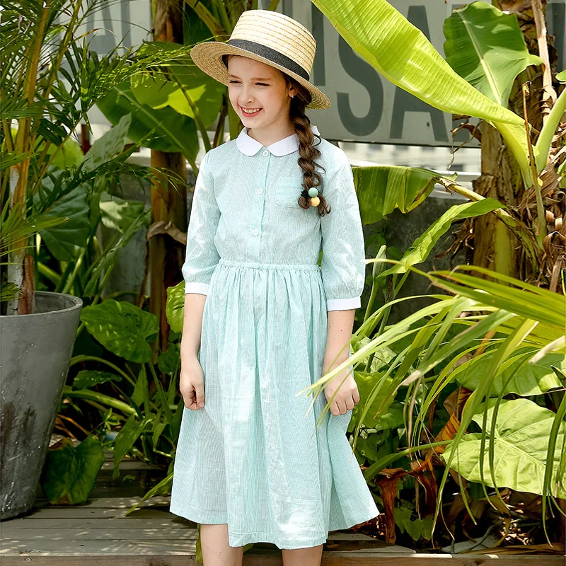 Платье для маленьких девочек летнее Хлопковое платье в полоску с коротким