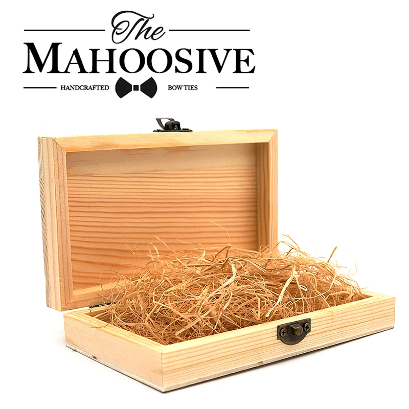 Mahoosive-cajas de madera real con cierre dorado para boda, caja de lazo...