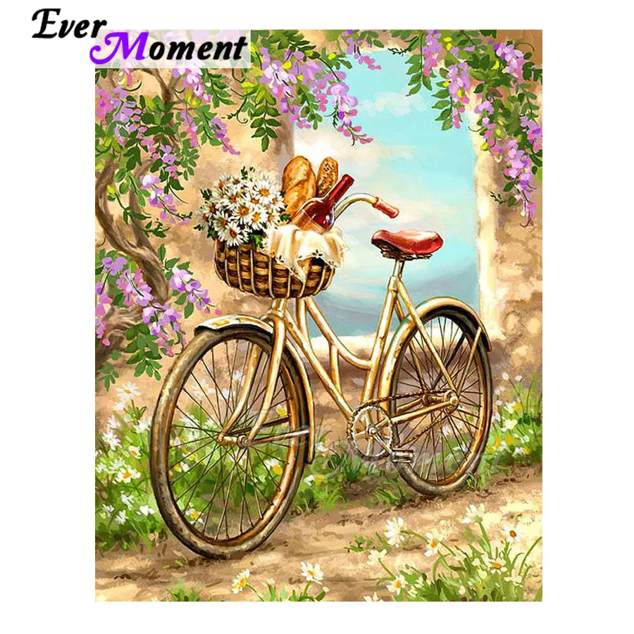 Ever Moment Алмазная картина стразы мозаика велосипед хлеб цветок полностью