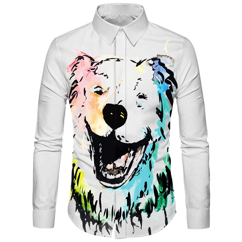 Cloudstyle Husky Huskie/Мужская рубашка с принтом новый дизайн гавайская длинными рукавами
