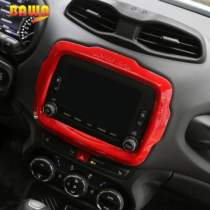 Внутренние молдинги BAWA для Jeep Renegade 2016 ABS украшение GPS-навигации аксессуары рамы 2017