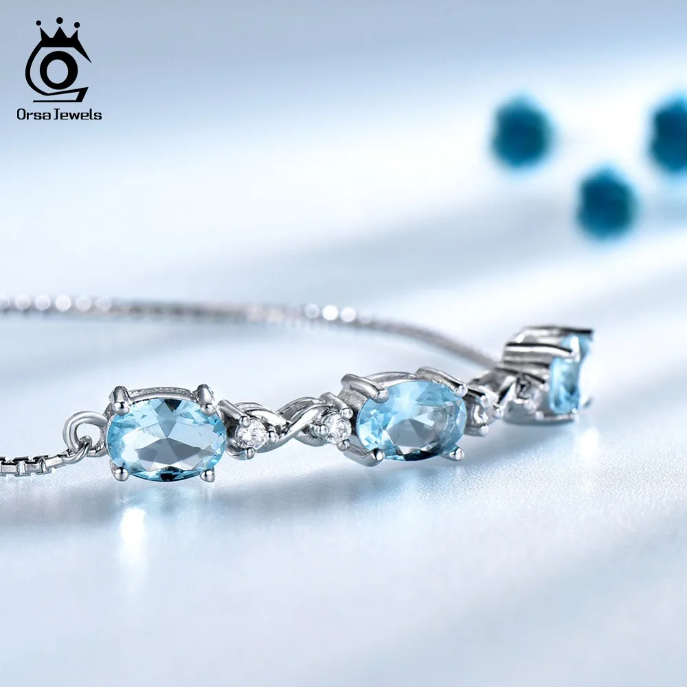 ORSA JEWELS Настоящее серебро 925 пробы женские браслеты и браслеты из натурального камня роскошные женские свадебные ювелирные изделия VSB01
