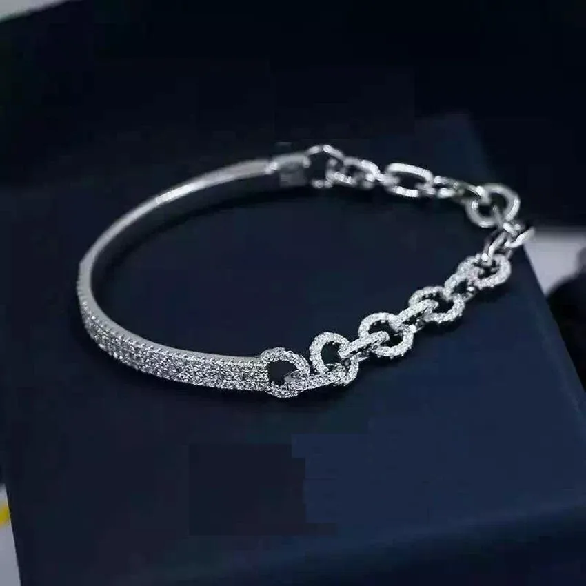 Роскошный браслет цепочка из стерлингового серебра 925 пробы с цирконием ААА A * M