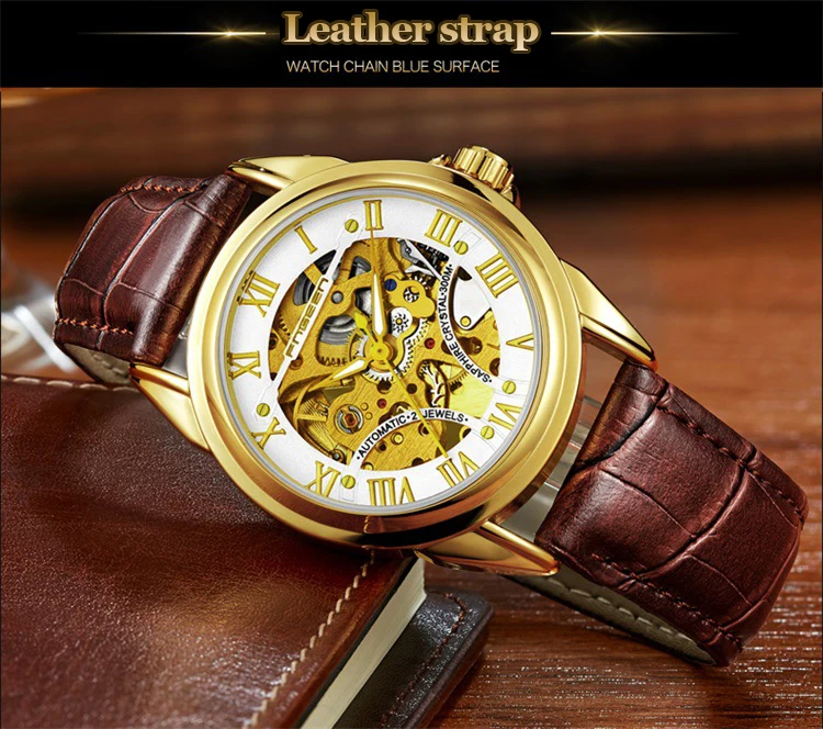 Топ Tourbillon автоматические часы мужские лучший бренд Роскошные мужские наручные часы Скелет Стальные наручные часы синий указатель механические часы