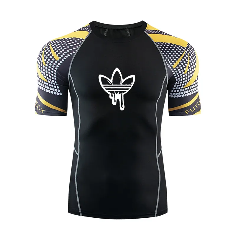 FUTUREOX бренд Herren фитнес-тренировочный sbekleidung Rashguard Топ 3D футболка с коротким рукавом MMA бег Бодибилдинг Топ - Цвет: GY05