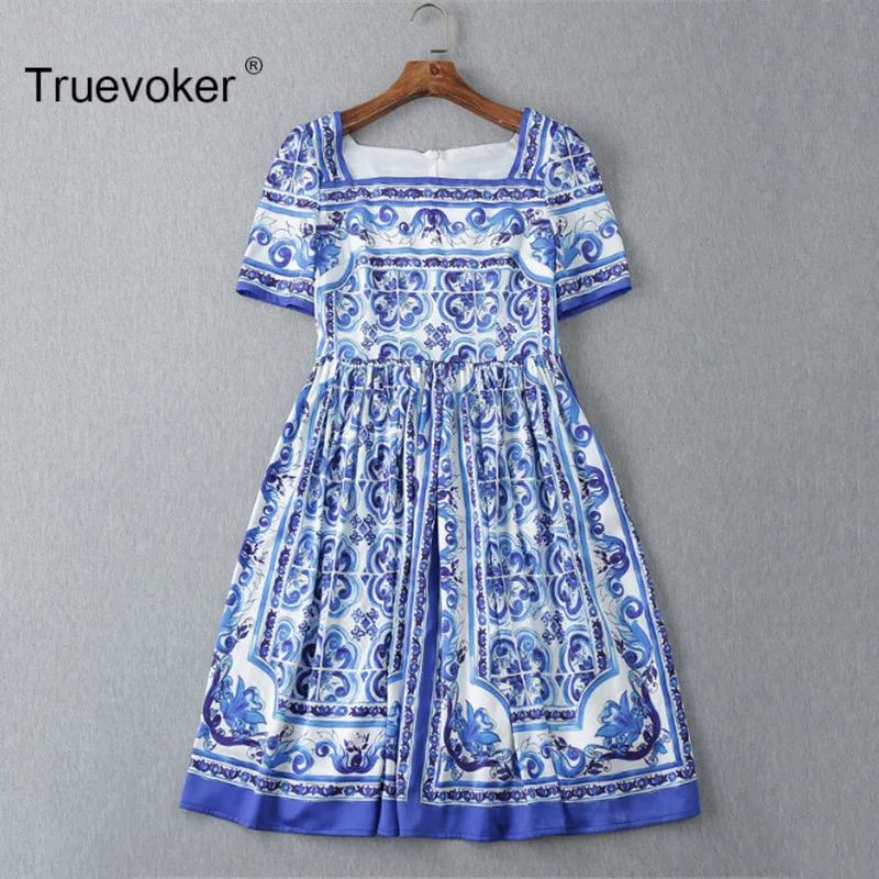 Truevoker дизайнерское платье для женщин с коротким рукавом квадратный воротник