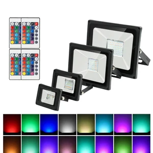 RGB Светодиодный прожектор, водонепроницаемый Уличный настенный светильник с дистанционным управлением, 20 Вт, 30 Вт, 50 Вт, 220 В