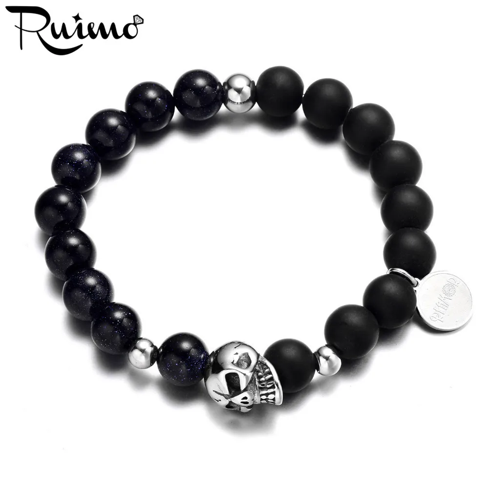 RUIMO Синий Песчаник натуральный камень Бусины ночное и звездное небо круглые