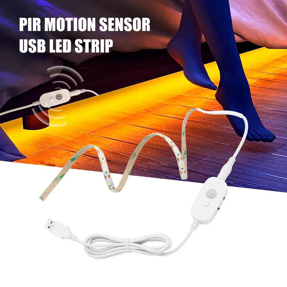 Водонепроницаемая светодиодная лента с пассивным ИК датчиком движения USB порт 1 м