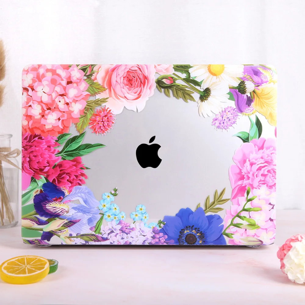 Цветочный чехол для ноутбука MacBook Air 13 A1466 A1932 Pro 13 15 16 дюймов Сенсорная панель A2141 a2159 пластиковый жесткий чехол Keybaord