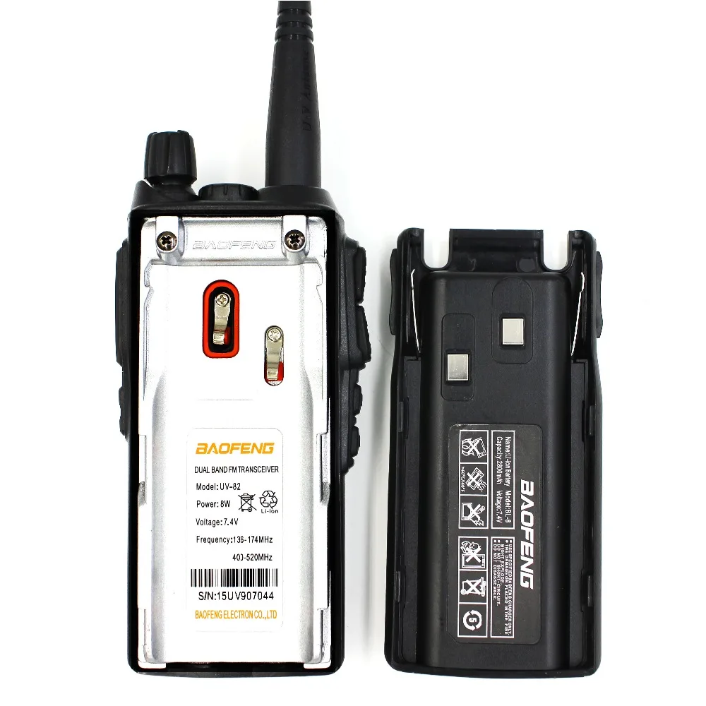 2 шт BAOFENG UV-82 8 Вт 10 км Tri-power 136-174 МГц и 400-520 МГц двухдиапазонный портативный fm-приемопередатчик UV82 walkie talkie