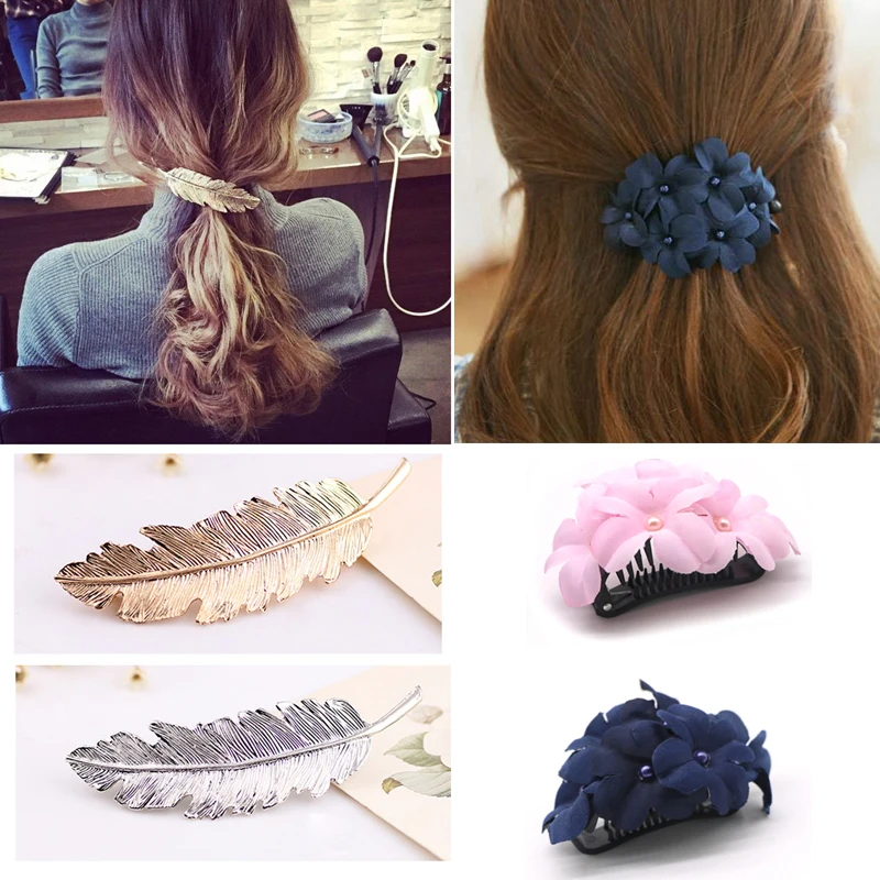 Заколки для волос с цветами и крабами модные заколки конского хвоста Элегантные