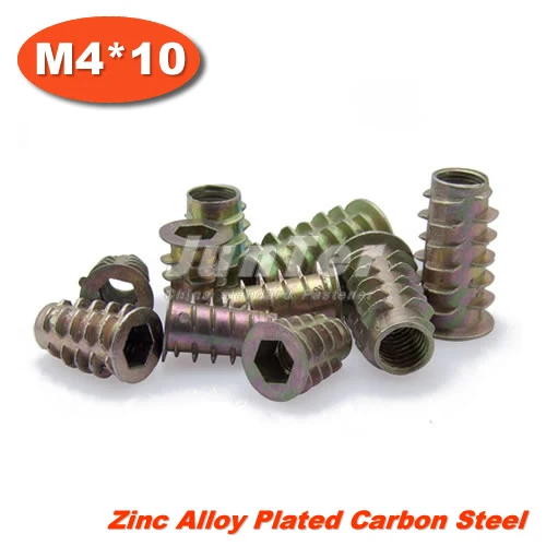 100 шт./лот M4 * 10 мебельная гайка из цинкового сплава с шестигранной головкой и