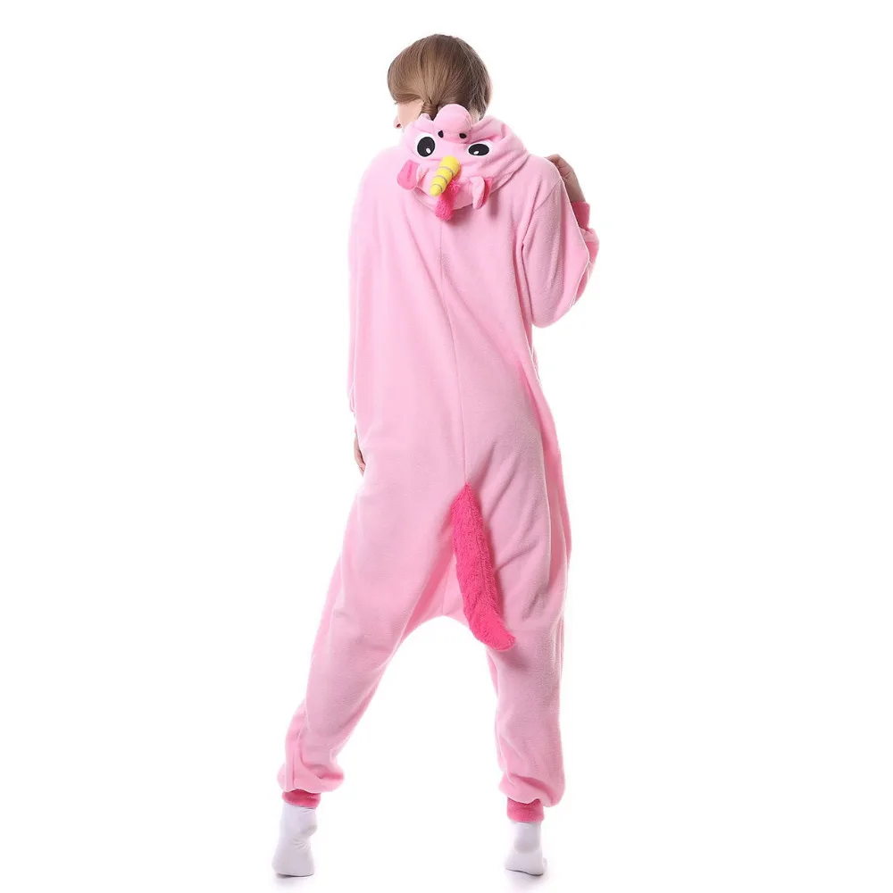 Синий Розовый Единорог пижамы Комбинезоны Kawaii Аниме Толстовка Косплэй взрослых