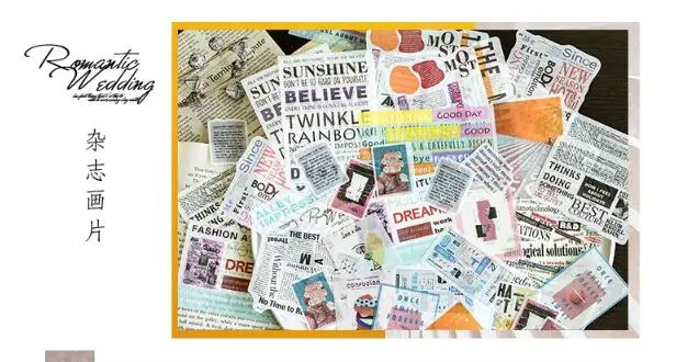 60pcs/pack Vintage English/Old Newspaper/Character/Memories Ticket Root/Seal/Magazine/Vintage Flower Letter Decorative Sticker - Цвет: see chart