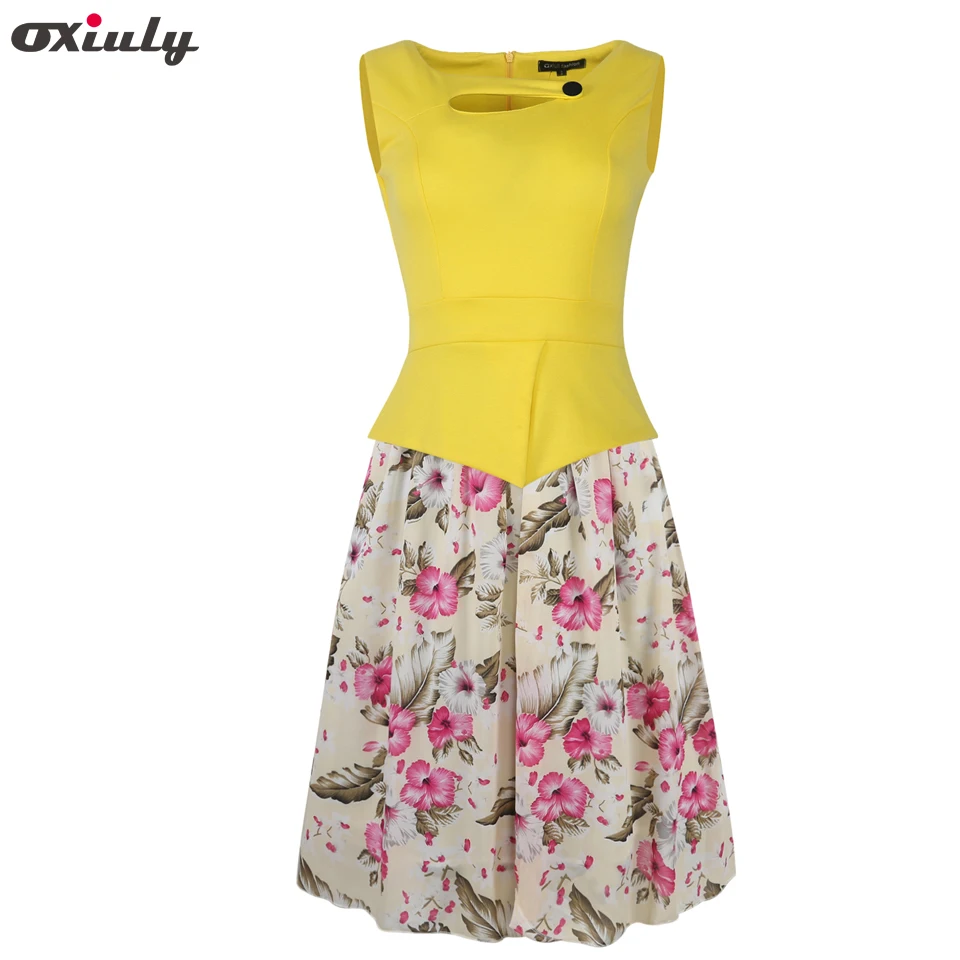 Oxiuly женская летняя повседневная винтажная шифоновая Лоскутная Туника без