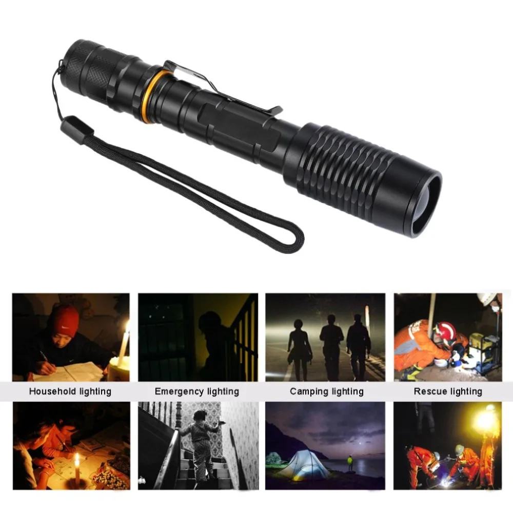 LED Flashlight Outdoor Camping Portable Mini Battery Powered 5 Mode Focus Adjustable Strong Light Torch Headlight | Лампы и освещение