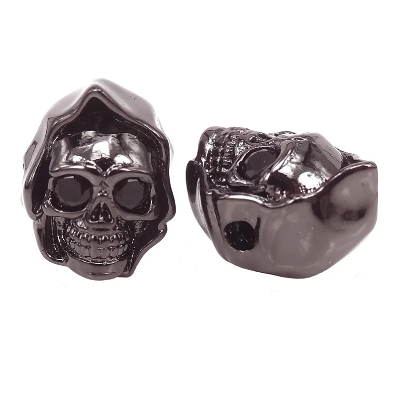 CZ Pave Demon металлические бусины с черепом черный серебристый золотой розовое