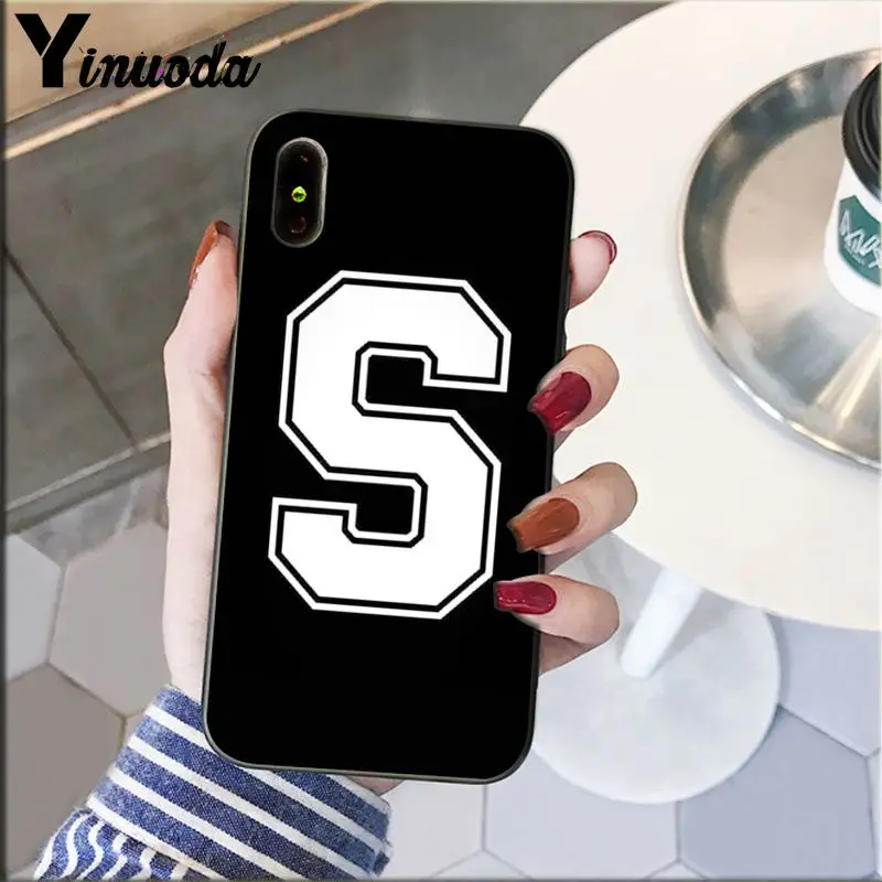 Yinuoda черная буква и номер Coque Оболочка Чехол для телефона для Apple iPhone 8 7 6 6S Plus X XS MAX 5 5S SE XR крышка