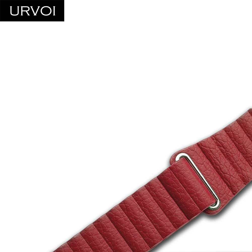 Red URVOI кожаный ремешок для apple watch series 5 4 3 2 1 ремешок для iwatch 40 44 мм мягкий pu Кожаный ремешок Удобная пряжка с магнитом - Цвет ремешка: Red