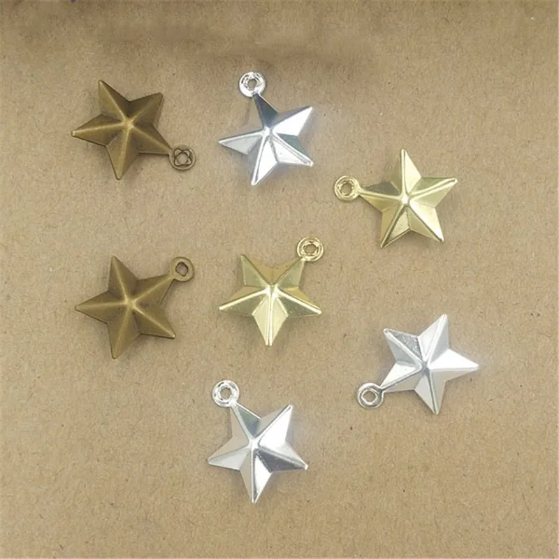 12 мм античная бронза Посеребренная пятиконечная звезда кулон металлические