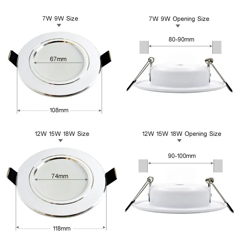 6 unids/lote Led Downlight 3W 5W 7W 9W 12W 15W 18W 220V 110V foco Led empotrada hogar iluminación de interiores