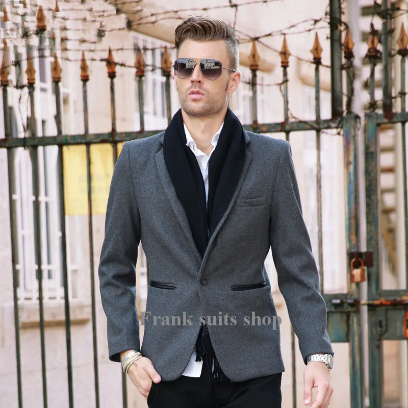 

Мужской повседневный костюм на заказ, верхняя одежда с отложным воротником, шерстяное пальто, короткое повседневное пальто